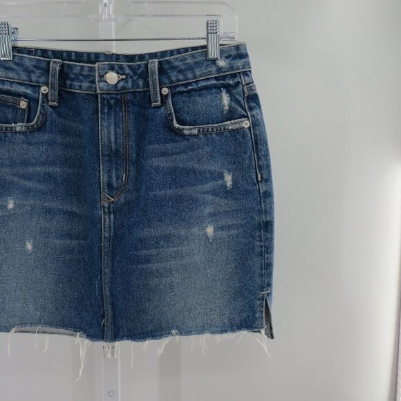 Lovers + Friends Womens Size 27 Elijah Raw Step Hem Distressed Denim Jean Skirt - Picture 6 of 15